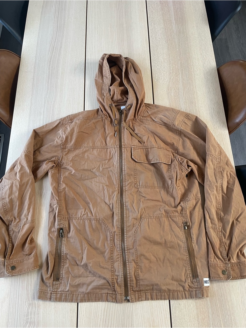 MEC Men's Hooded Utility Jacket in Brown size xl Mens MEC Coat Xl